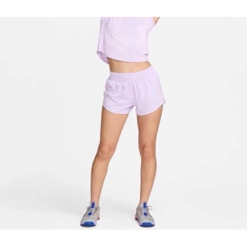 Nike‎ One DriFit Mid Rise 3" Brief Sz Medium Womens Lavender Purple Lined Shorts
